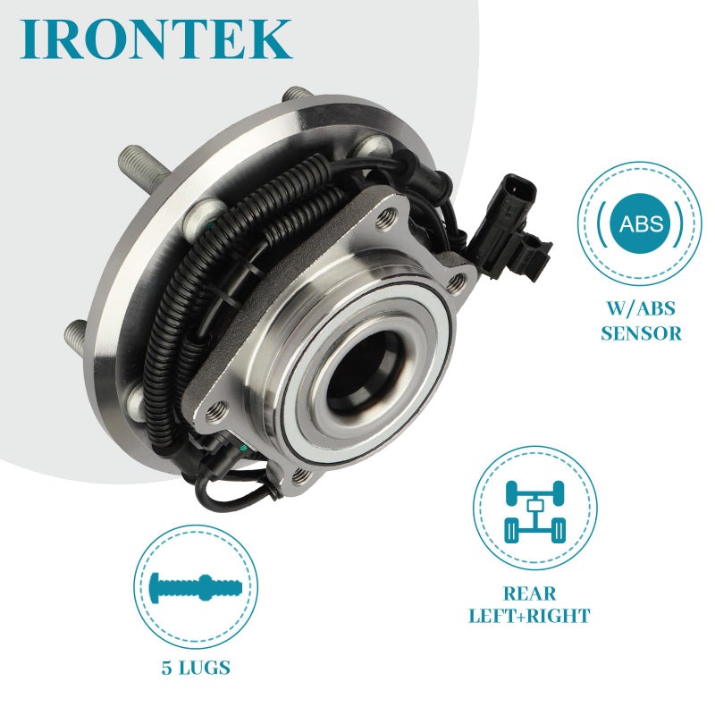 IRONTEK 512360 Rear Wheel Hub and Bearing Assembly Compatible for Chrysler 2008-2012 Town & Country, for Dodge 2008-2012 Grand Caravan, for VW 2009-2012 Routan; 5-Lug w/ABS Wheel Bearing and Hub - Image 2